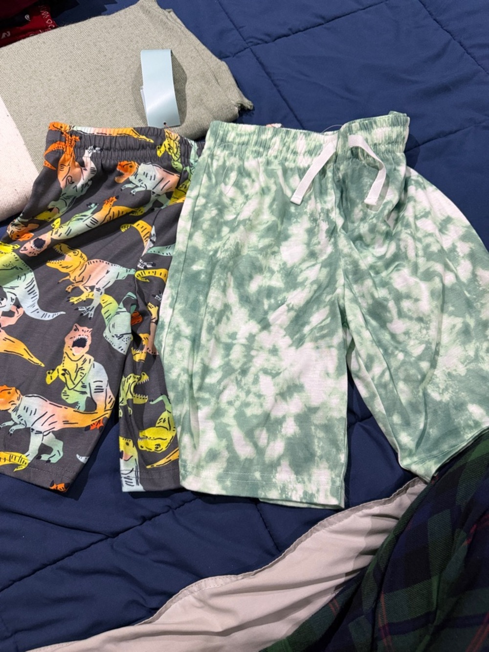 Cat & Jack Boys Green Tie-Dye Shorts & Dino Print Gray Shorts (set of 2)